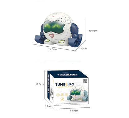 Robot de jucarie interactiv, ce se rostogoleste 360 grade, cu sunete si lumini, pentru copii +3 ani, Alb