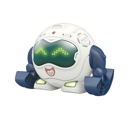 Robot de jucarie interactiv, ce se rostogoleste 360 grade, cu sunete si lumini, pentru copii +3 ani, Alb