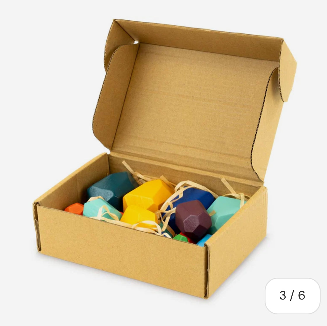 Jucărie educativă de stivuit Montessori, piatră de lemn, 16 piese