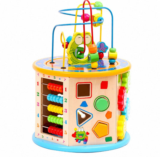 Jucarie educativa, Cub multifunctional, Din lemn, Dezvolta abilitatile manuale si creativitatea