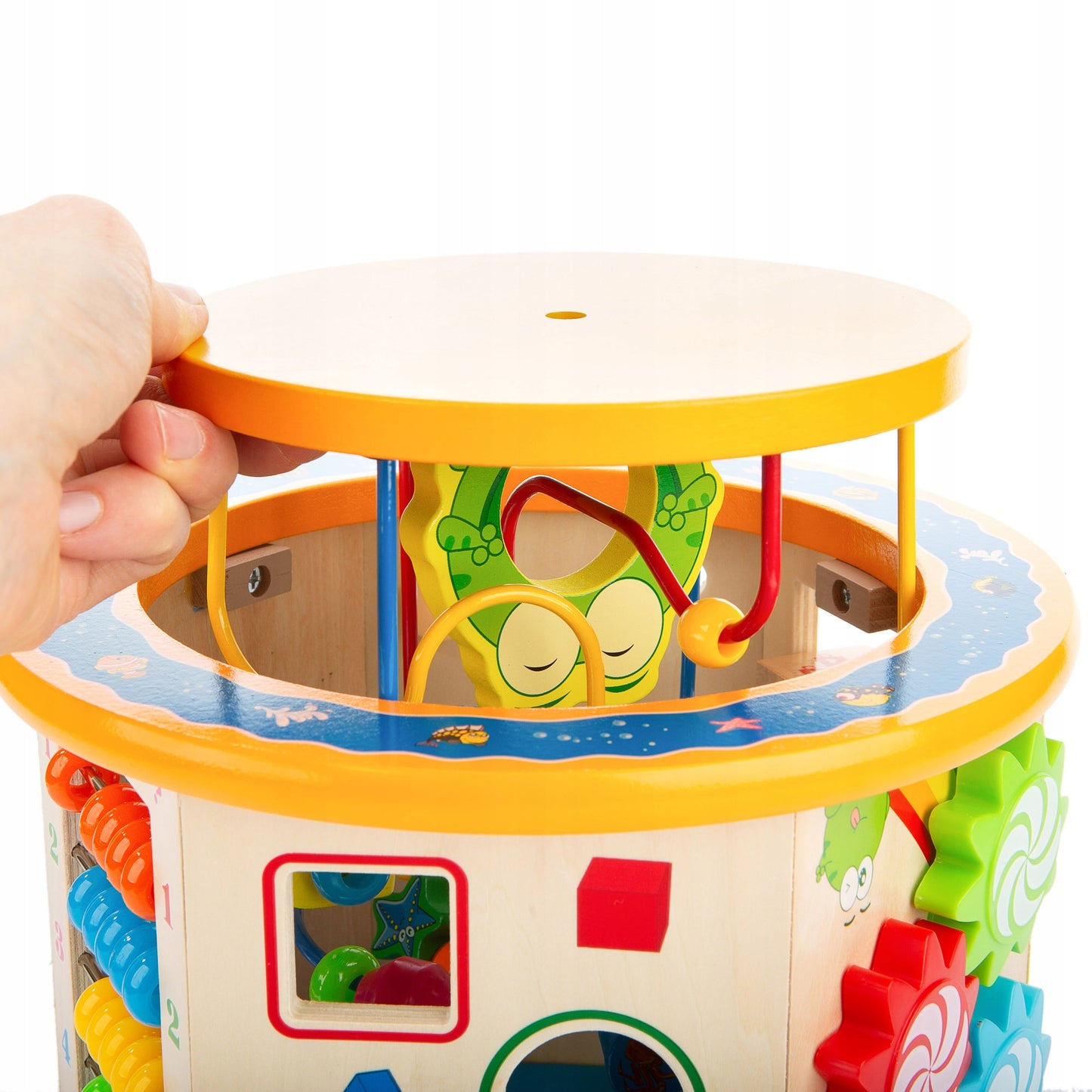 Jucarie educativa, Cub multifunctional, Din lemn, Dezvolta abilitatile manuale si creativitatea