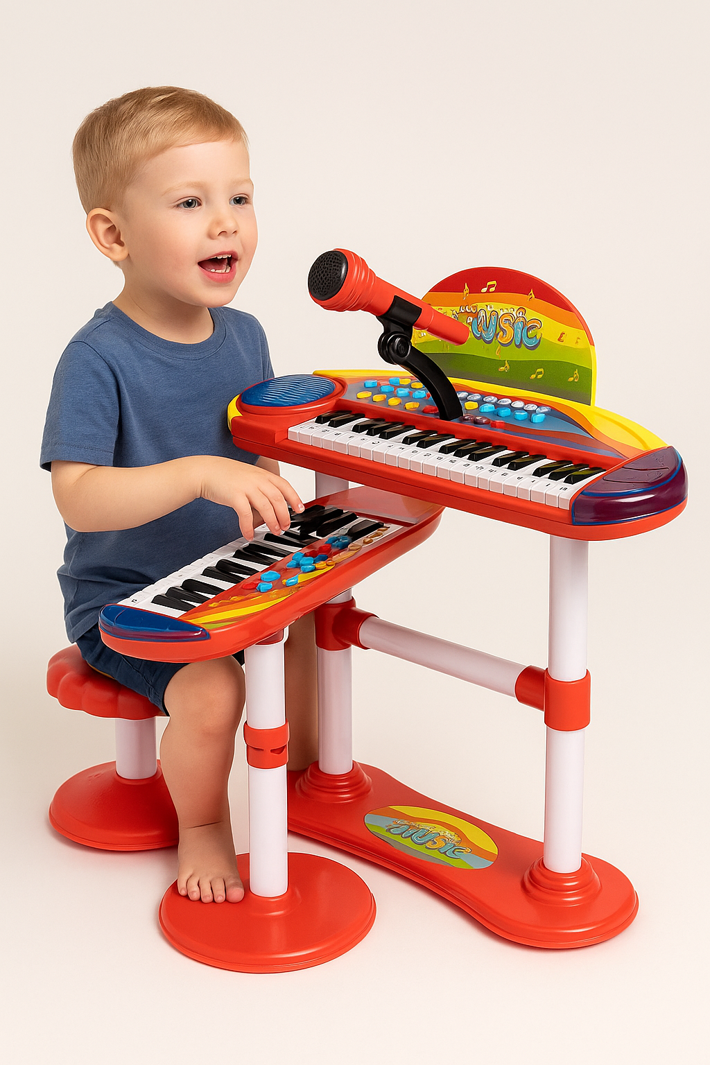 Pian cu microfon si scaun pentru copii Electronic Keyboard, 32 clape