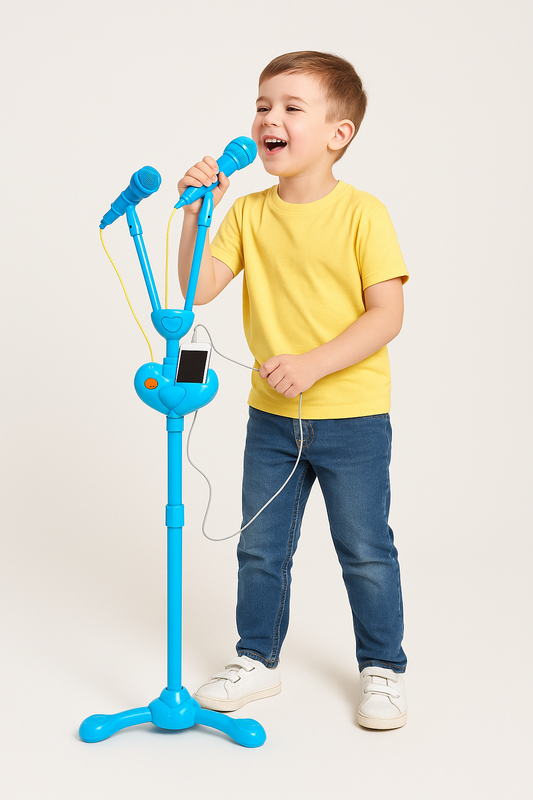 Microfon Interactiv Blue cu Două Suporturi și Funcție MP3 – Star Party