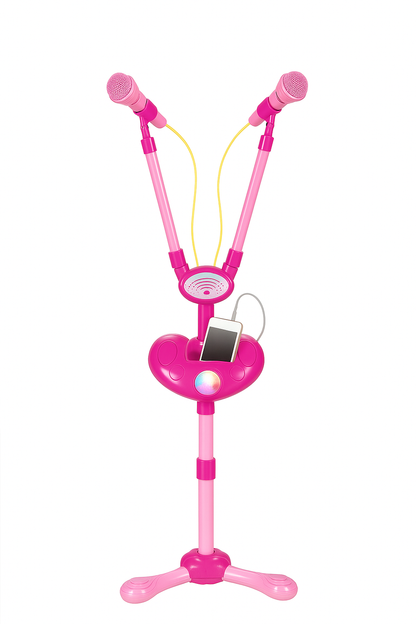 Microfon Interactiv pink cu Două Suporturi și Funcție MP3 – Star Party