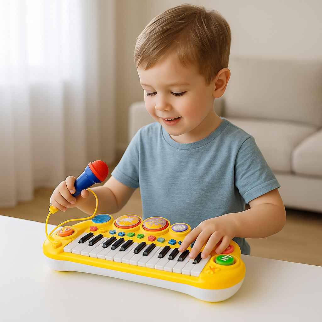 Pian Electronic Multicolor pentru Copii – Cu Microfon și Funcții Interactive