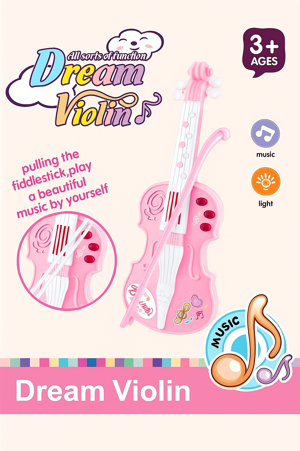 Vioară Muzicală Interactivă “Dream Violin” – Roz, cu Lumini și Sunete